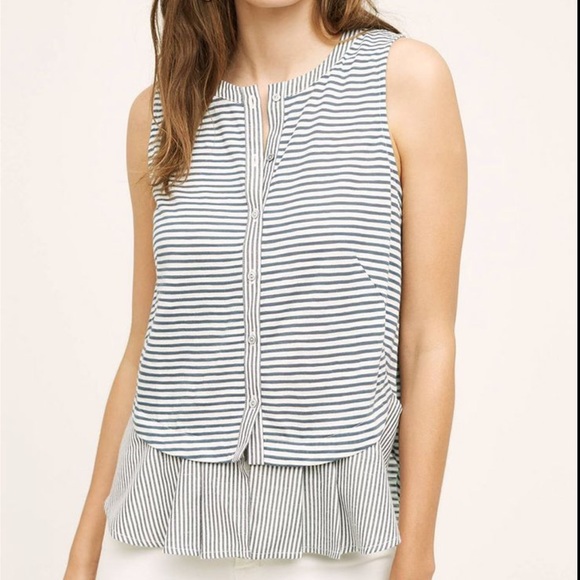 Anthropologie Tops - Meadow Rue Sleeveless Button Down Stripe Blouse M